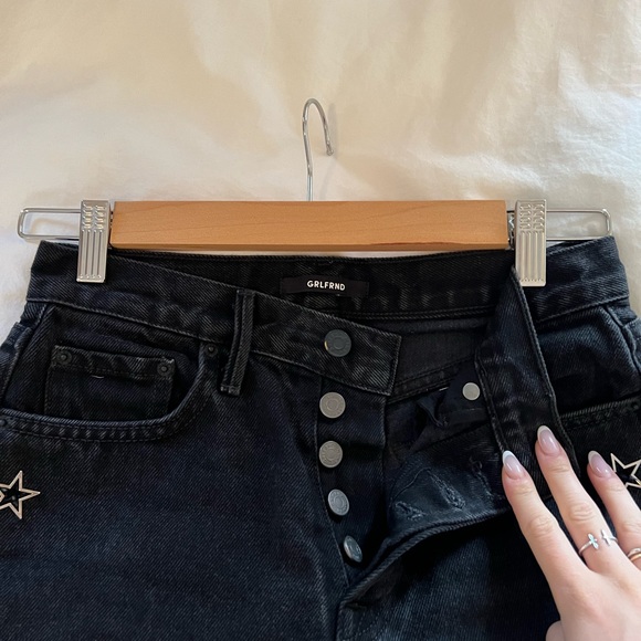 GRLFRND Helena Straight black jeans with silver star detailing. Size 24 - Picture 3 of 5